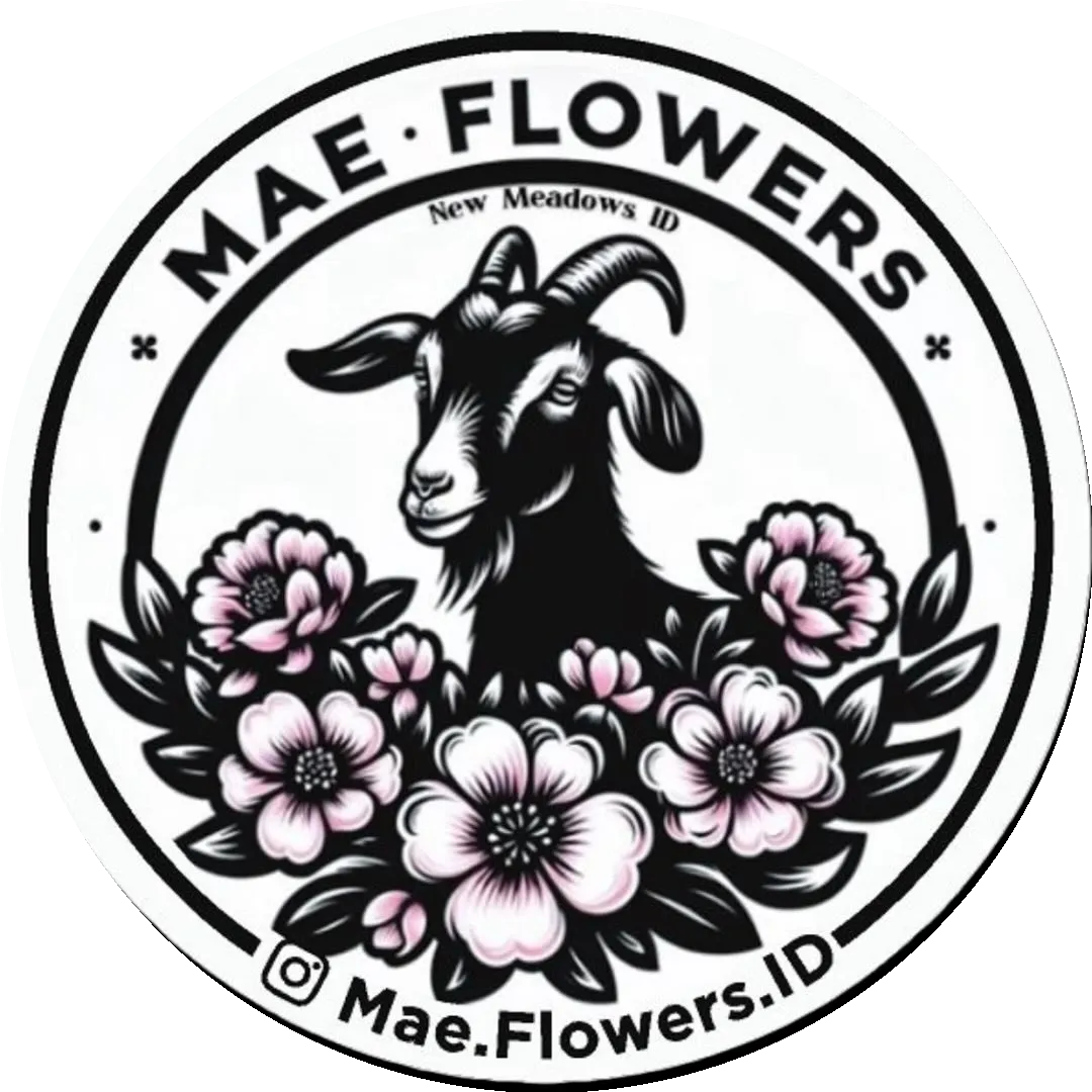 Mae Flowers goat badge logo.